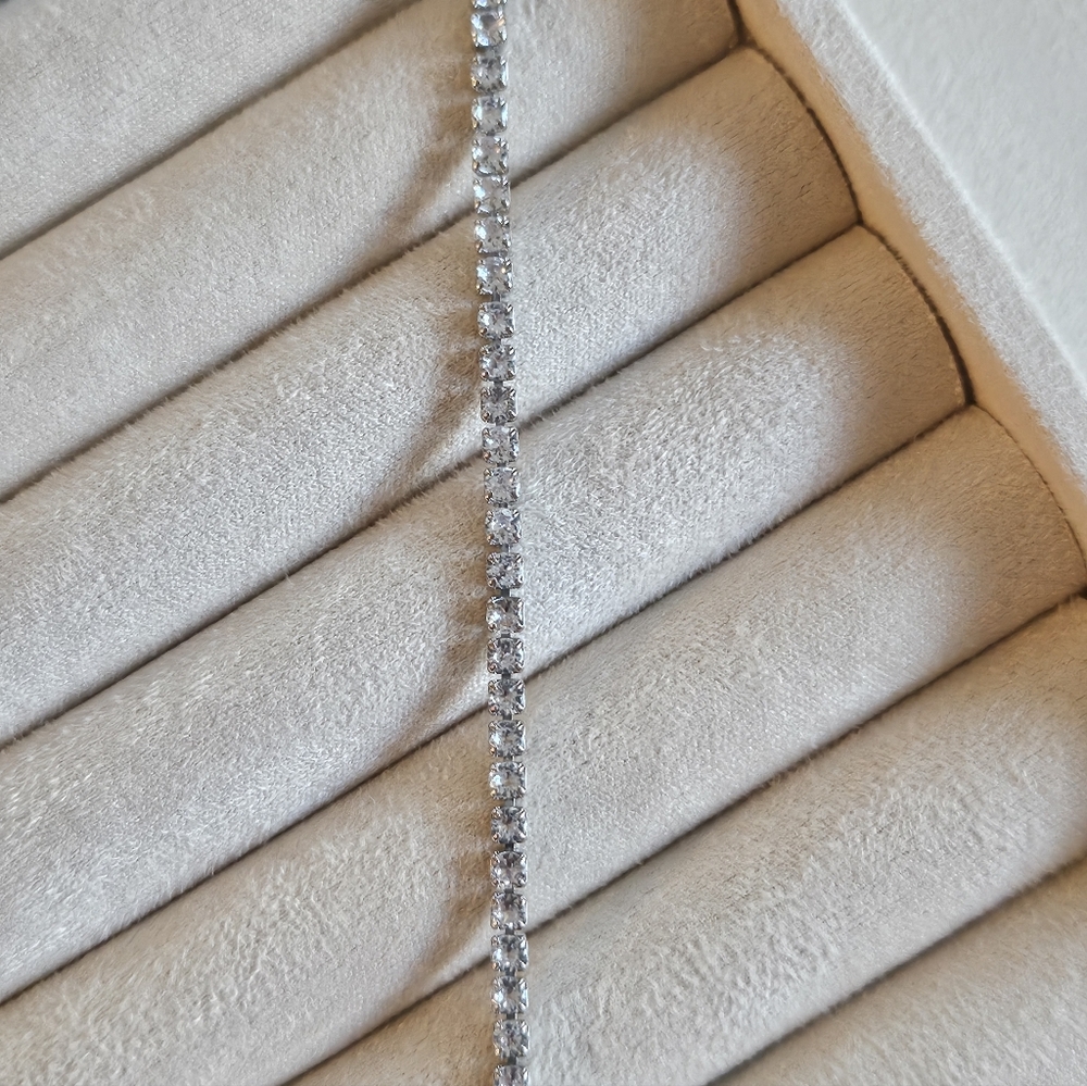 Elegant Sterling Silver Tennis Bracelet 3mm/16cm